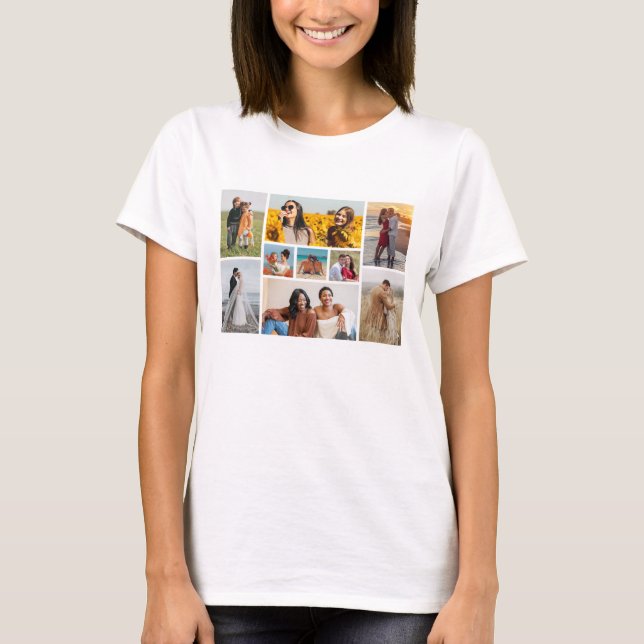 Camiseta Crie sua própria colagem de fotos de 9 (Frente)