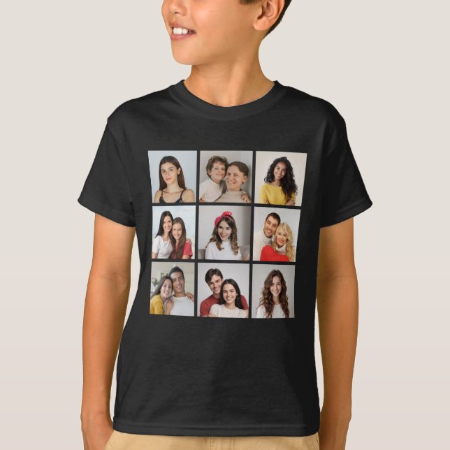 Camiseta Crie sua própria colagem de fotos de 9 (Frente)