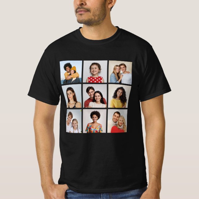 Camiseta Crie sua própria colagem de fotos de 9 (Frente)