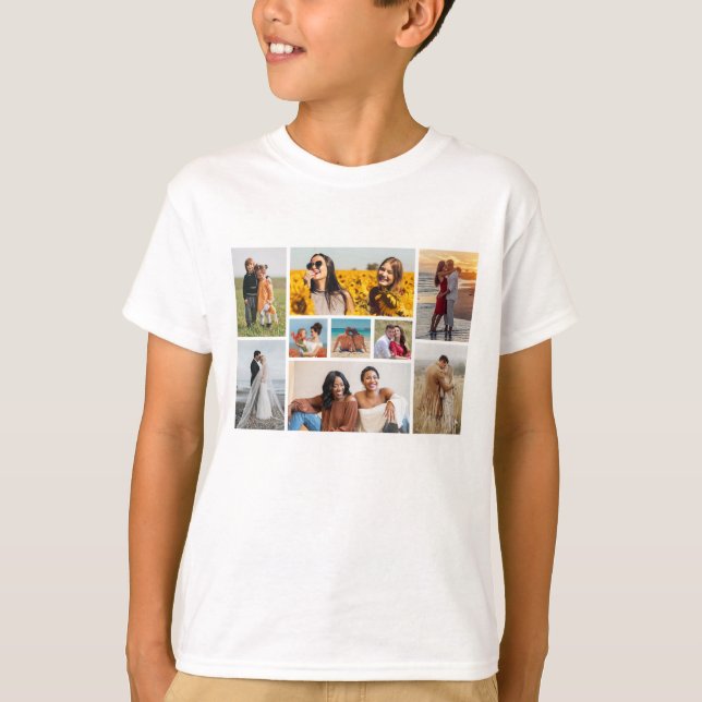 Camiseta Crie sua própria colagem de fotos de 9 (Frente)