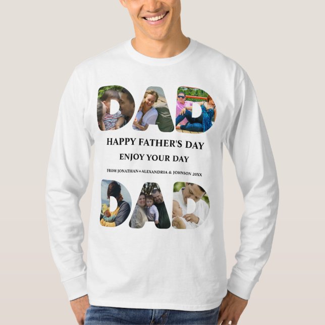 Camiseta Crie sua própria colagem de fotos do dia de os pai (Frente)