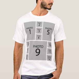 Camiseta Crie sua própria COLAGEM FOTOGRÁFICA 12 Personaliz