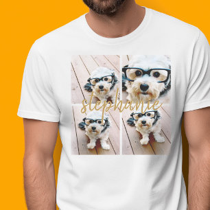 Camiseta Crie sua própria coleção de 4 fotos - Nome do s