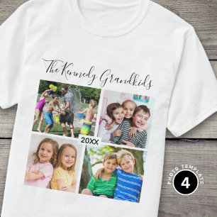 Camiseta Crie sua própria foto de 4 netos Avós