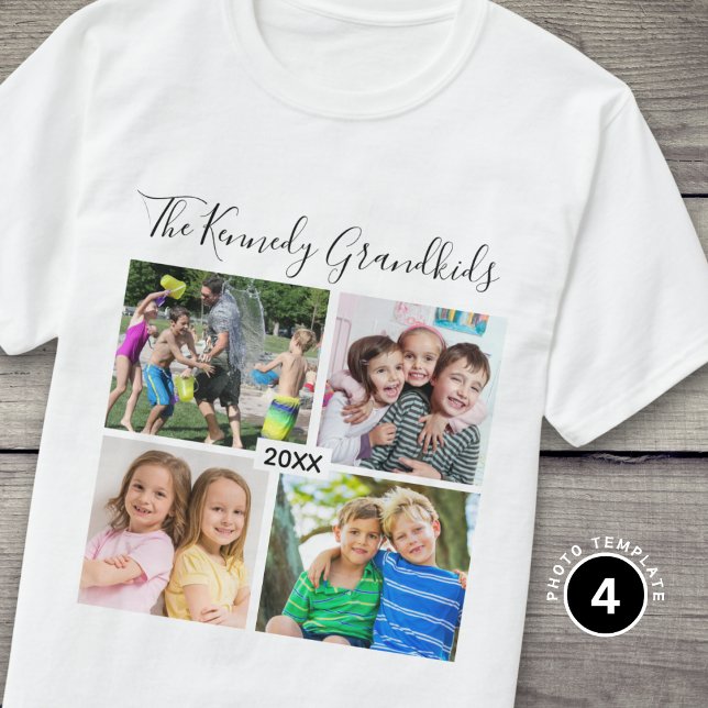 Camiseta Crie sua própria foto de 4 netos Avós (Criador carregado)