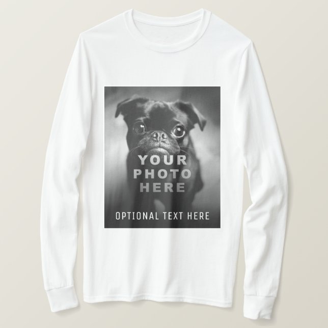 Camiseta Crie Sua Própria Foto Simples e Texto Personalizad (Frente do Design)