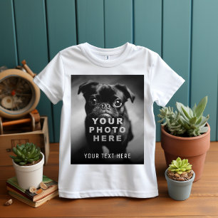 Camiseta Crie Sua Própria Foto Simples e Texto Personalizad
