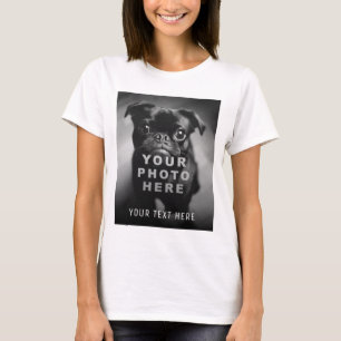 Camiseta Crie Sua Própria Foto Simples e Texto Personalizad