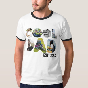 Camiseta Crie sua própria fotografia de 7 letras do pai leg
