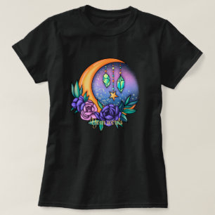 Camiseta Crie Sua Própria Lua Crescente Mágica e Cristais