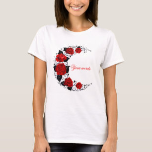 Camiseta Crie sua própria Lua e Rosas vermelhas Crescentes