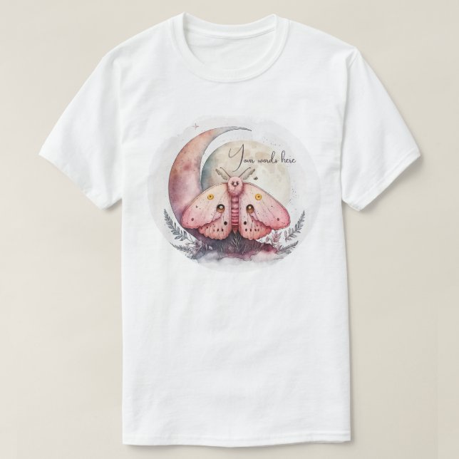 Camiseta Crie Sua Própria Mariposa Lua Rosa (Frente do Design)