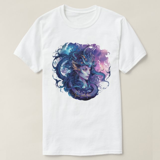 Camiseta Crie Sua Própria Medusa Gorgônea Mítica (Frente do Design)