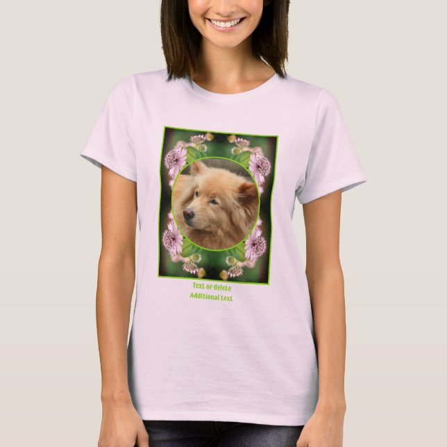 Camiseta Crie sua própria moldura de flores delicadas para  (Frente)