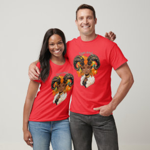 Camiseta Crie Sua Própria Mulher Afro-Americana Áries