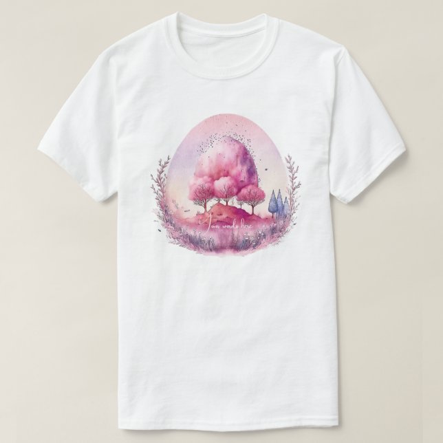 Camiseta Crie Sua Própria Paisagem de Árvore Rosa (Frente do Design)