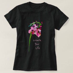 Camiseta Crie sua vida inspiradora slogan de arte rosa
