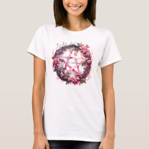 Camiseta Crie suas Próprias Flores de Pentáculo Rosa