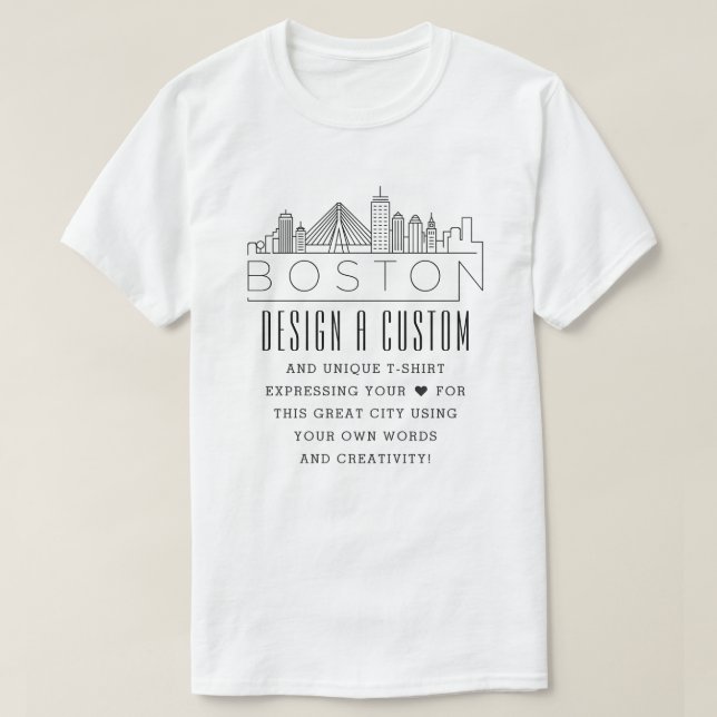 Camiseta Crie Um Boston Personalizado, Massachusetts Themed (Frente do Design)