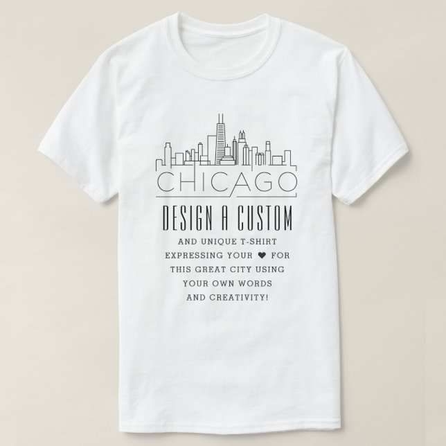 Camiseta Crie Um Chicago Personalizada, Illinois Themed (Frente do Design)