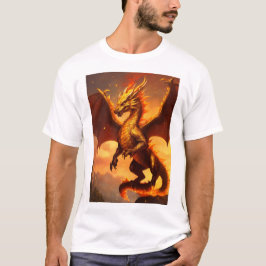 Camiseta Crie um dragão de ouro e fogo fofo e fofo