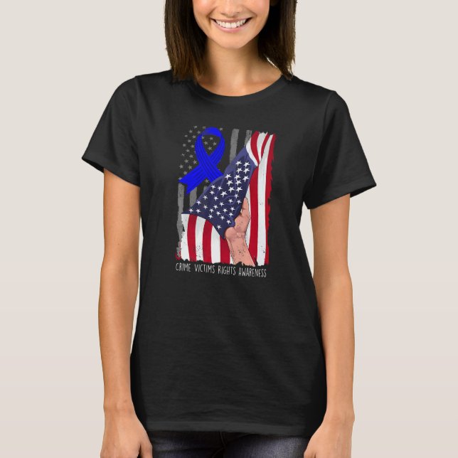 Camiseta Crime Victims Rights Awareness American Flag Blue  (Frente)