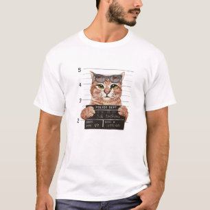 Camiseta Criminal Cat Sofa Destroyer Mug Shot Of Arrested C