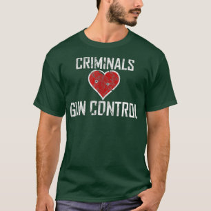 Camiseta Criminosos Adoram Coração de Controle de Armas C
