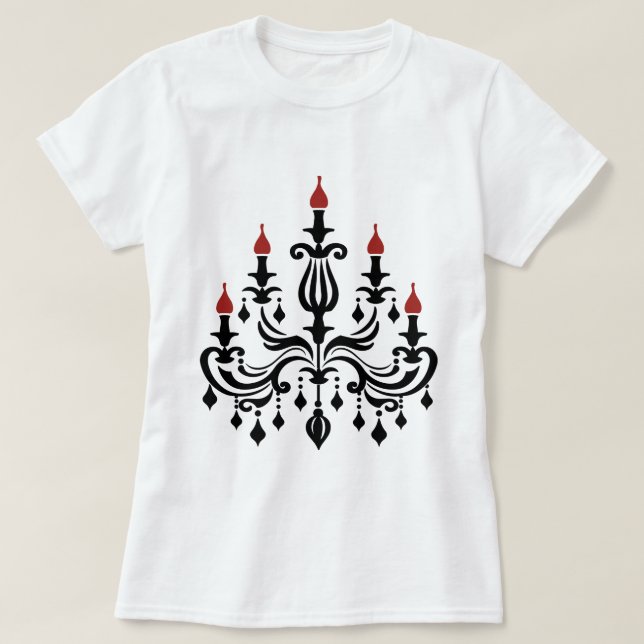 Camiseta "Crimson Flame Chandelier" (Frente do Design)