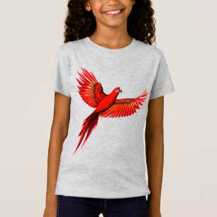 Camiseta Crimson Macaw / Papagaio Vermelho em voo Tee Kid