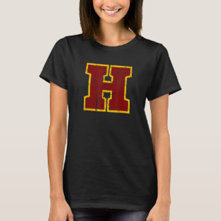Camiseta Crimson Red Yellow Letter H Team Font Monogram Dis