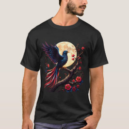 Camiseta Crimsonwing ao Luar – Ave de Fantasia Mística.