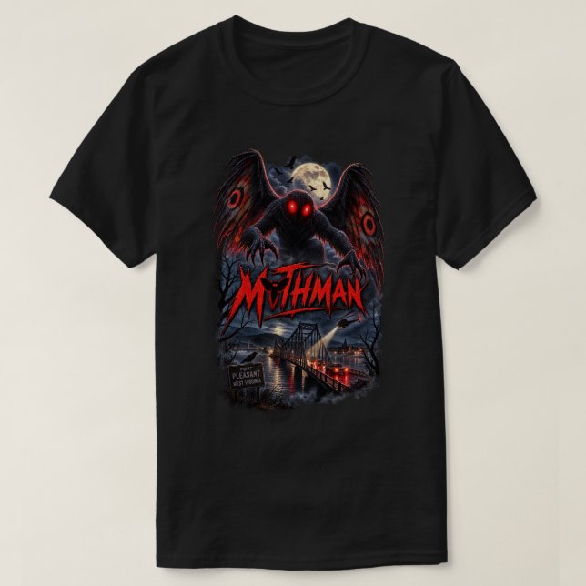 Camiseta Criptídeo Paranormal Clássico do Mothman (Frente do Design)