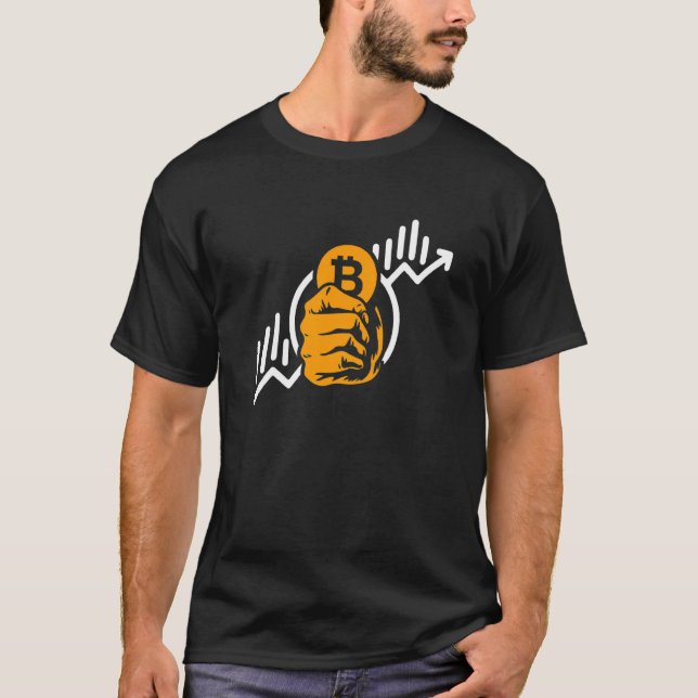Camiseta Cripto Moeda Bitcoin Aumento Símbolo Blockchain In (Frente)