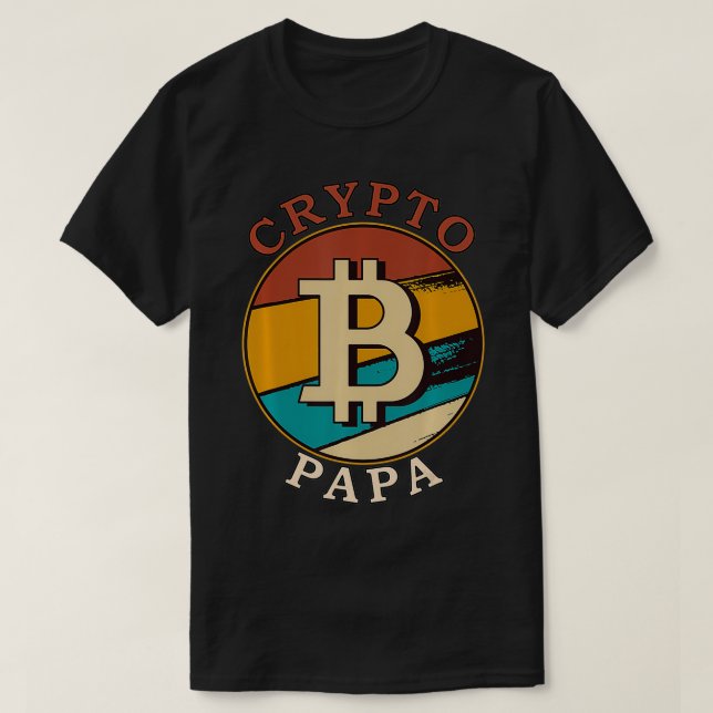 Camiseta Cripto Papa Pai Engraçado Moedas-de-Bit-Boca Miner (Frente do Design)