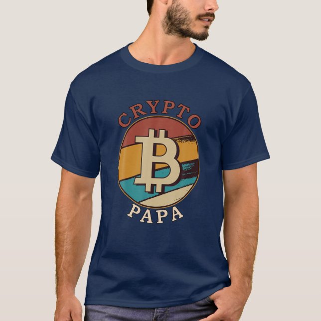 Camiseta Cripto Papa Pai Engraçado Moedas-de-Bit-Boca Miner (Frente)