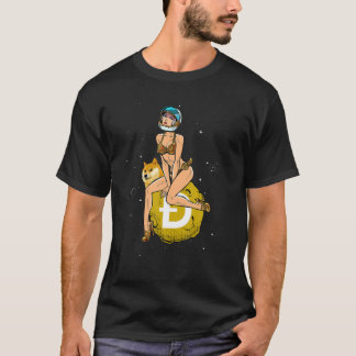 Camiseta Criptocurrency Pin-Up Girl Hodling Dogecoin Dogeco