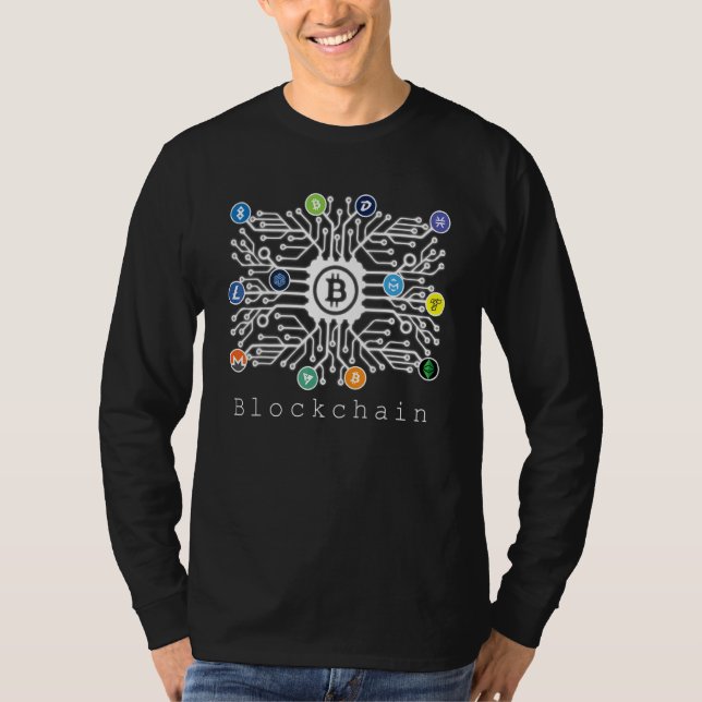Camiseta Criptografia digital Design de cadeia de bloqueio  (Frente)