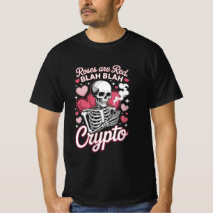 Camiseta Criptomo Esqueleto Rosas São Vermelhas Humor Bla B