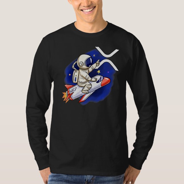 Camiseta Criptomoeda Foguete Cópula Cripto Moon Man Xrp (Frente)