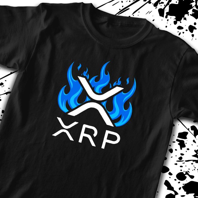 Camiseta Criptomoeda XRP Cripto Chamas Azuis Fogo Derreter (Criador carregado)