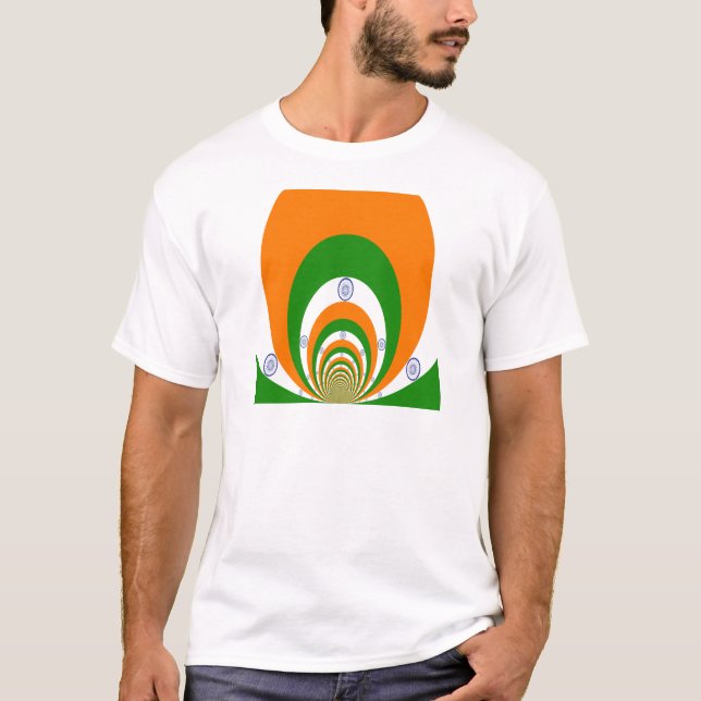 Camiseta Críquete da Índia Tricolor saffron, branco VERDE (Frente)