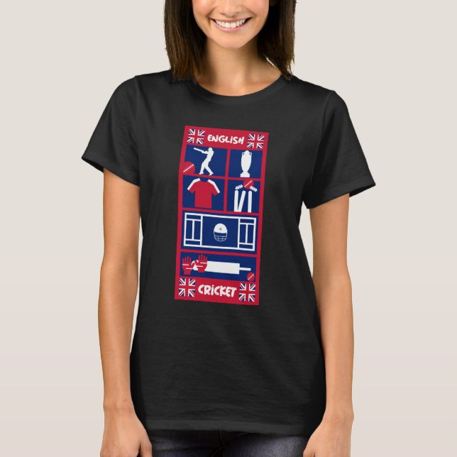 Camiseta Críquete de Teste Inglês nas Cinzas (Frente)