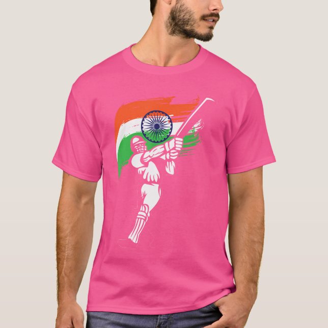 Camiseta Críquete do Batsman da Índia (Frente)