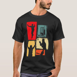 Camiseta Críquete do Cricketer Batsman Bowler Retro Cric