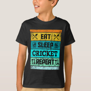 Camiseta Críquete Esporte Time de Críquete Comer Dormir Jer