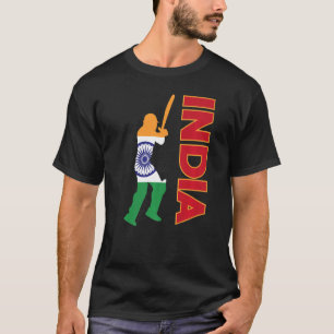 Camiseta Críquete Índia Bandeira do Cricket Indiano Cricket