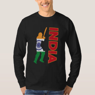 Camiseta Críquete Índia Bandeira do Cricket Indiano Cricket