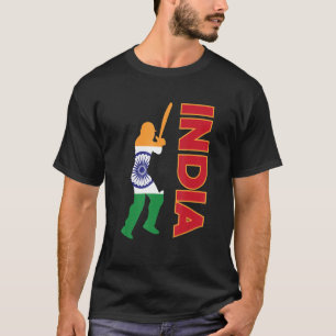 Camiseta Críquete Índia Bandeira do Cricket Indiano Cricket