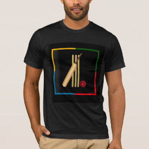 Camiseta Críquete, wicket, taco e bola,